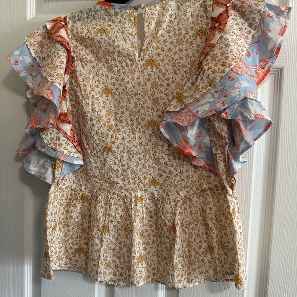 INC International Concepts Cream Ruffled Peplum Blouse NWT XS - Picture 3 of 7